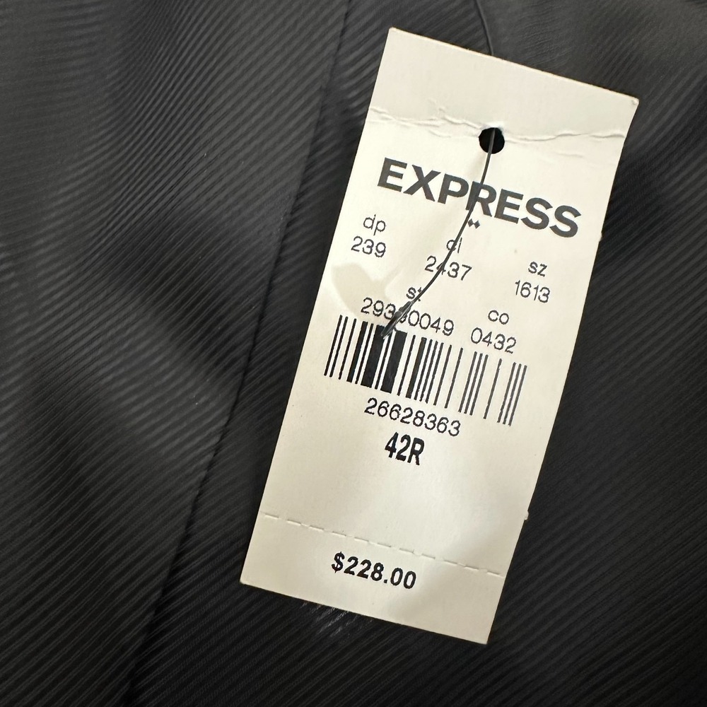 Express Blazer Jacket Black Slim Fit Snake Print Jacquard Peak Lapel Mens 42R - Picture 5 of 12